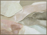 "Ethereal Layers" Hand-Embellished Canvas In Frame - Soft White / Muted Green / Taupe