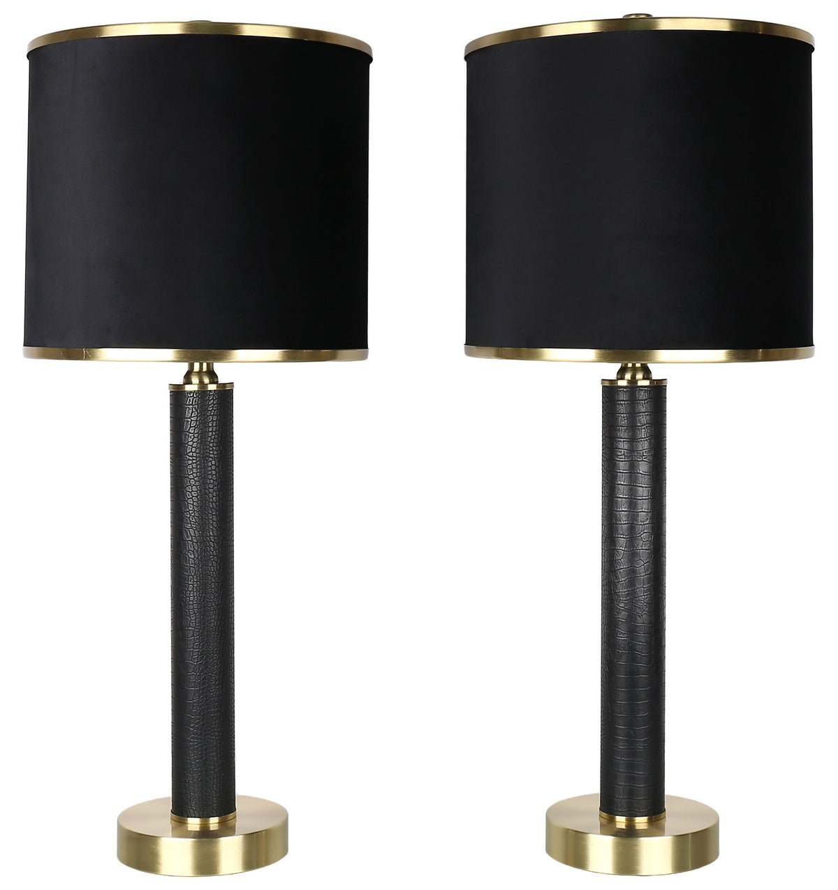 Midnight Regent - 27 X 11 - Pu Leather Table Lamp (Set of 2) - Black Pu Gator Leather