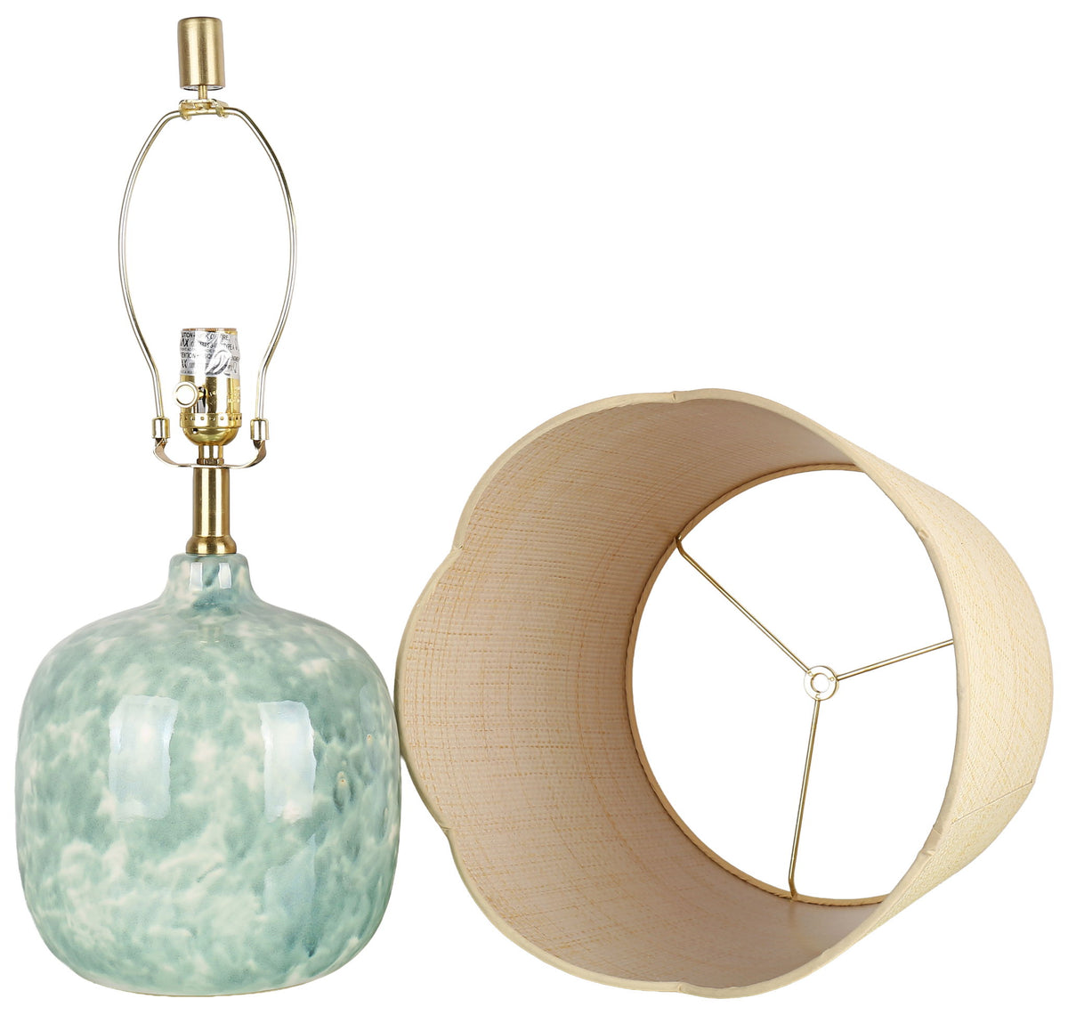 Seaglass Cove - 21 X 13 - Ceramic Accent Lamp (Set of 2) - Aqua Green, White