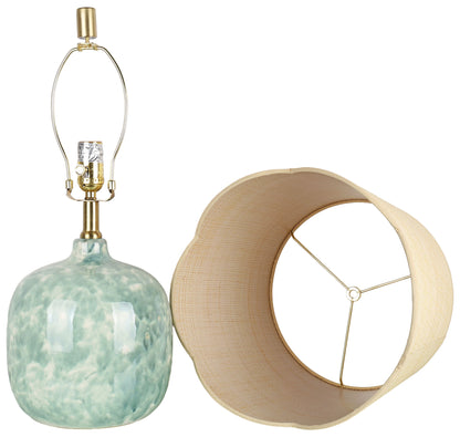 Seaglass Cove - 21 X 13 - Ceramic Accent Lamp (Set of 2) - Aqua Green, White