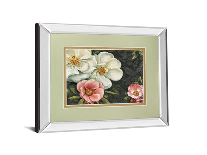 Floral Damask I By Lisa Audit - Mirror Framed Print Wall Art - Beige