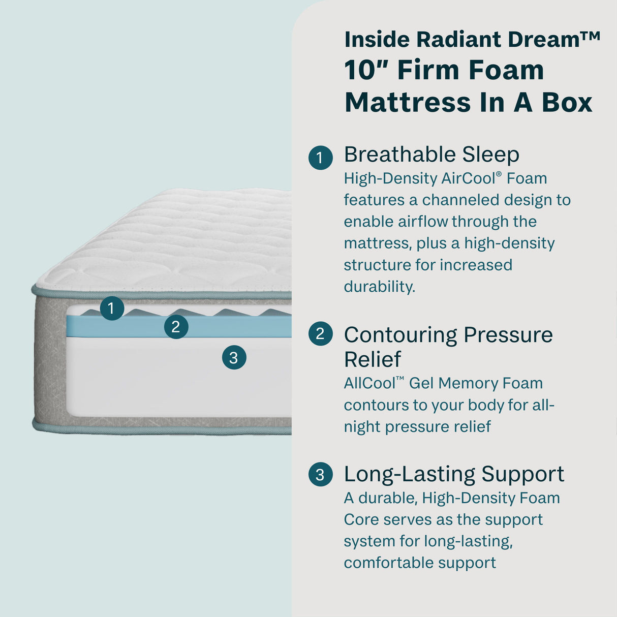 Radiant Dream - 10" Memory Foam Firm Mattress in a Box