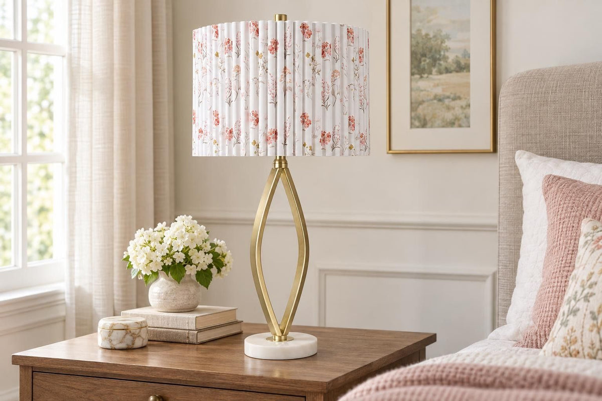 Meadow Silhouette - 29 X 15 - Metal Table Lamp (Set of 2) - Soft Gold, White Marble