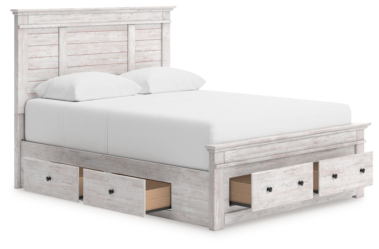 Makidern - Panel Storage Bed With Under Bed Storage Unit And Storage Footboard