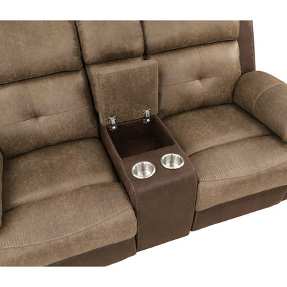 Glendale - Double Glider Reclining Loveseat With Center Console - Brown