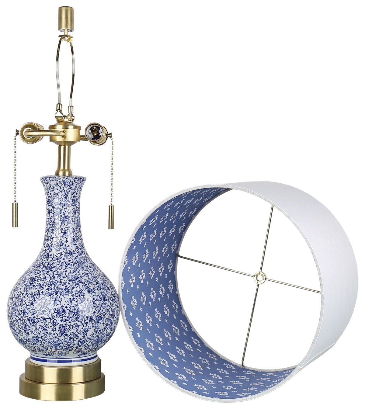 Cobalt Garden - 25 X 14 - Ceramic Table Lamp (Set of 2) - Cobalt Blue Floral Chinoiserie