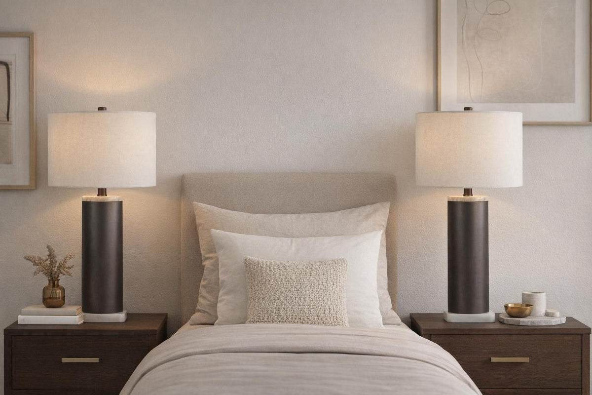 Slate Stone Metal & Jade Table Lamp (Set of 2) - Gray Slate