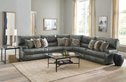 Como - 5 Piece Italian Leather Match Reclining Sectional