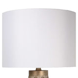 "Celestial Carve" Laser Cut Metal Table Lamp With Night Light (Set of 2) - Distressed White / Distressed Tan