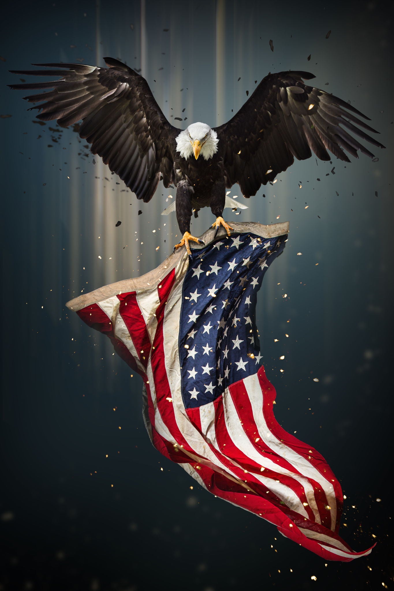 Eagle With Flag - Dark Gray