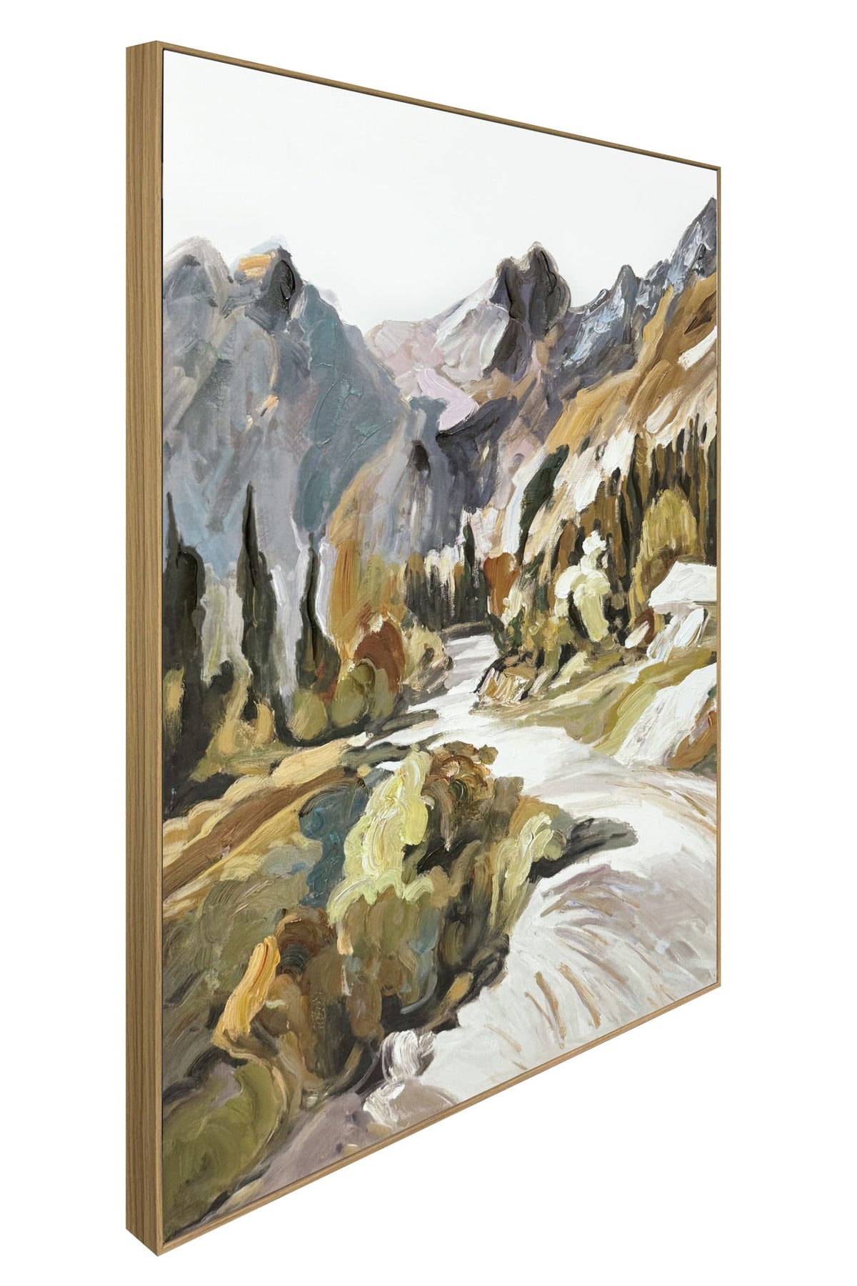Ochre Alpine Passage II - 32 X 48 - Hand-Embellished Canvas In Frame - Ochre