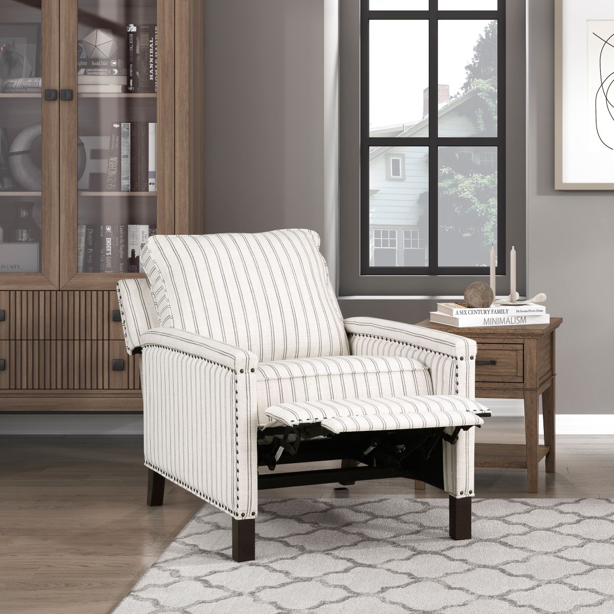 Landrum - Push Back Reclining Chair - White / Gray