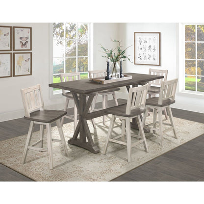 Amsonia - Swivel Counter Height Chair (Set of 2) - White / Distressed Gray