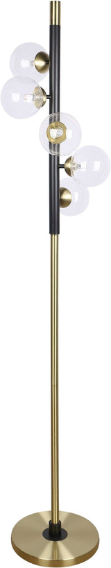 "Luminous Orbit" Metal Floor Lamp - Matte Black / Soft Gold / Clear