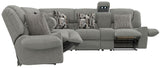 Quinn - 3 Piece Reclining Sectional With 4 Reclining Seats, Storage Arms, Storage Console With Lights, And Drop Down Table - Nature