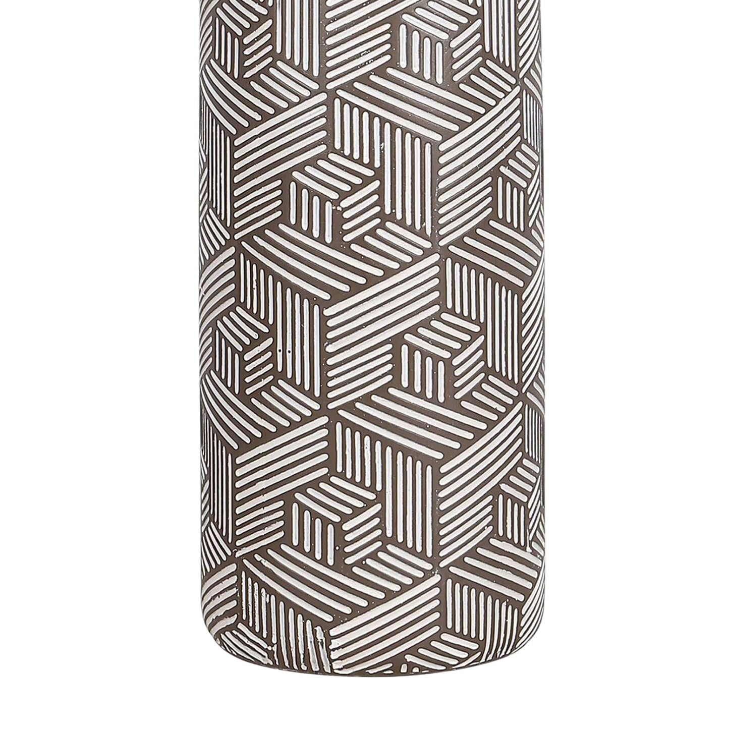 "Geometric Harmony" Ceramic Table Lamp (Set of 2) - Brown / White
