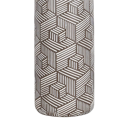 "Geometric Harmony" Ceramic Table Lamp (Set of 2) - Brown / White