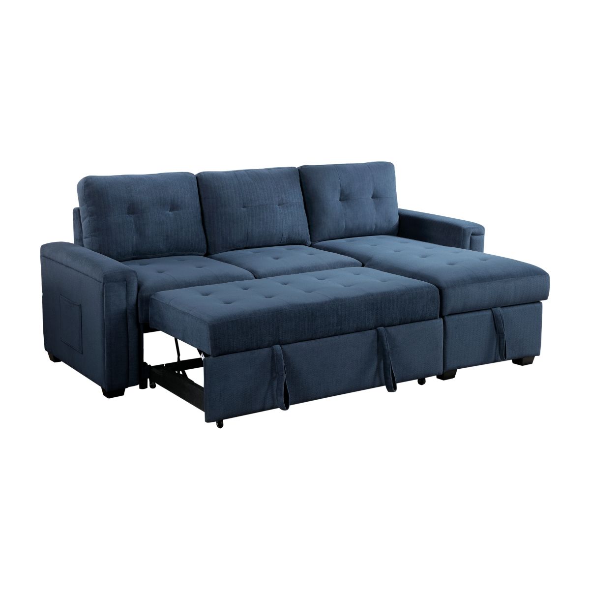 Barbara - Reversible Sectional With Hidden Storage And Pull-Out Bed - Blue