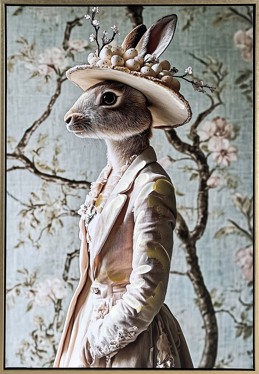 Garden Hare II Hand-Embellished Canvas In Frame - Gold / Brown