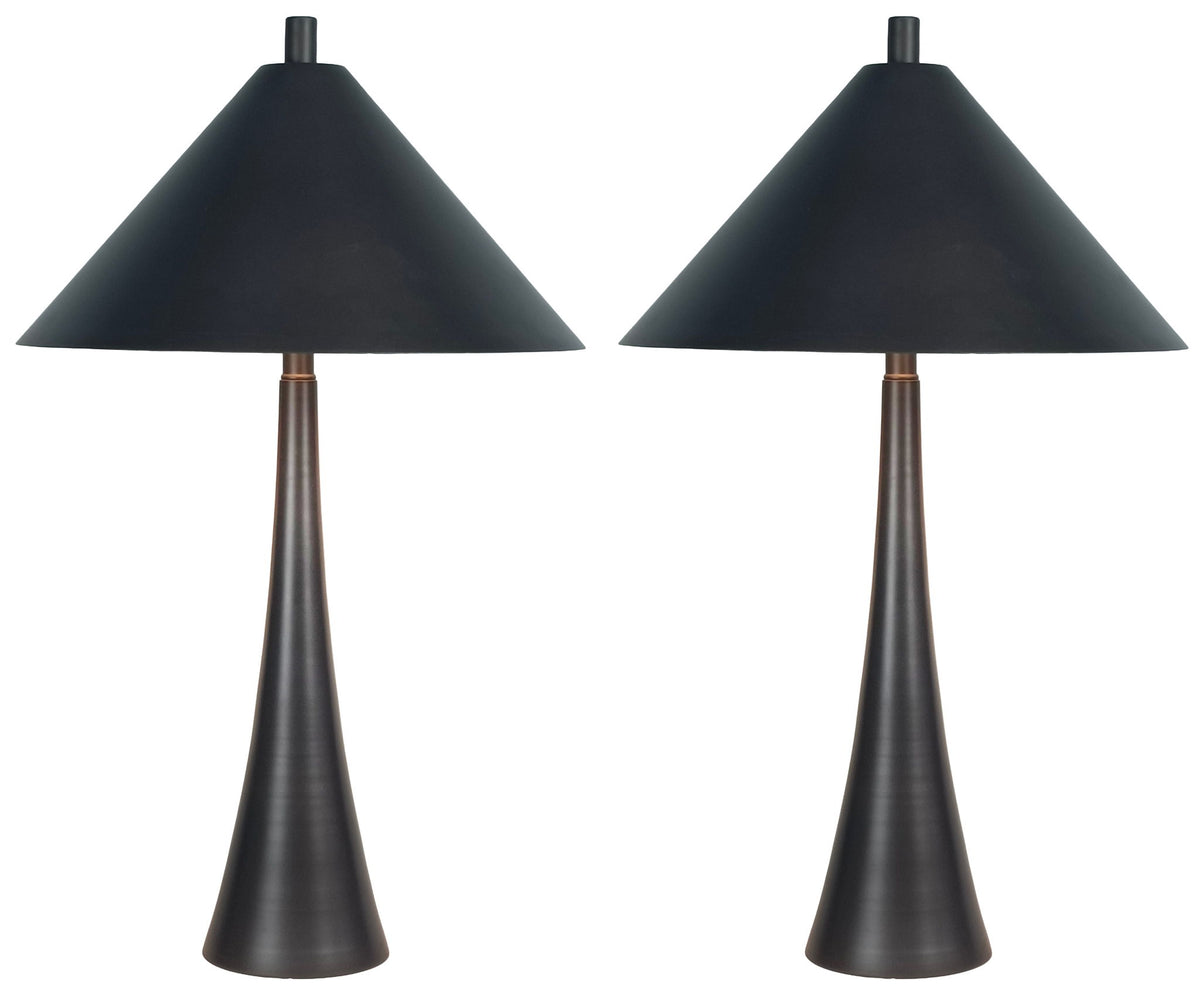 Dusk Spire - 28 X 17 - Metal Table Lamp (Set of 2) - Grey Slate