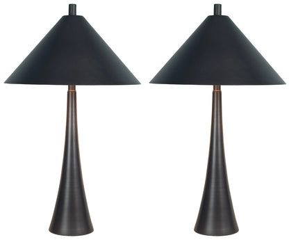 Dusk Spire - 28 X 17 - Metal Table Lamp (Set of 2) - Grey Slate