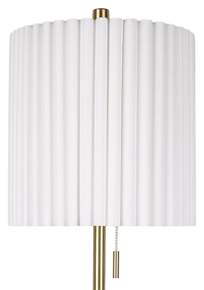 Gilded Cadence - 32 X 11 - Metal Buffet Lamp (Set of 2) - Textured White Pu Leather, Soft Gold