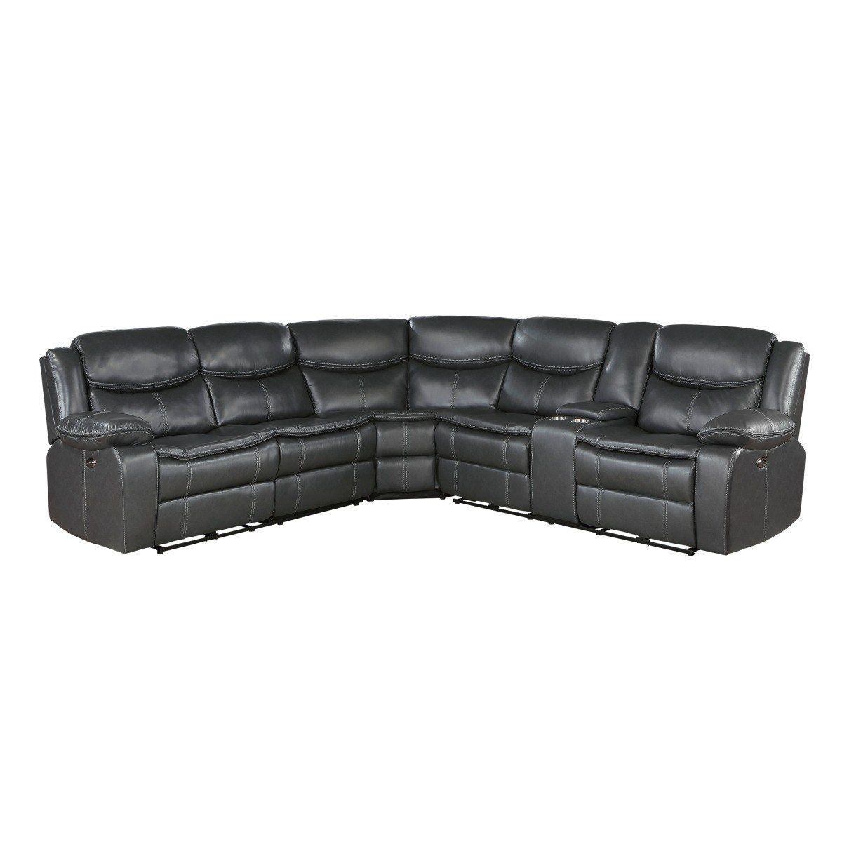 Fargo - (3) 3 Piece Power Reclining Sectional With Right Console - Dark Gray