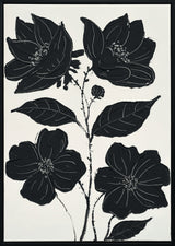 "Nocturnal Blooms I" Hand-Painted Canvas In Frame - Black