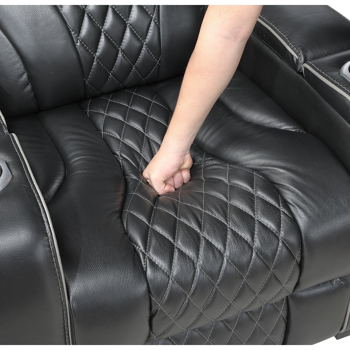 Apex - Power Double Reclining Sofa With Center Drop-Down Cup Holders, Power Headrests, Storage Arms With Cup Holders, Reading Lights, Wireless Charger, Air Massage And Heat, LED Lighting And Charging Ports