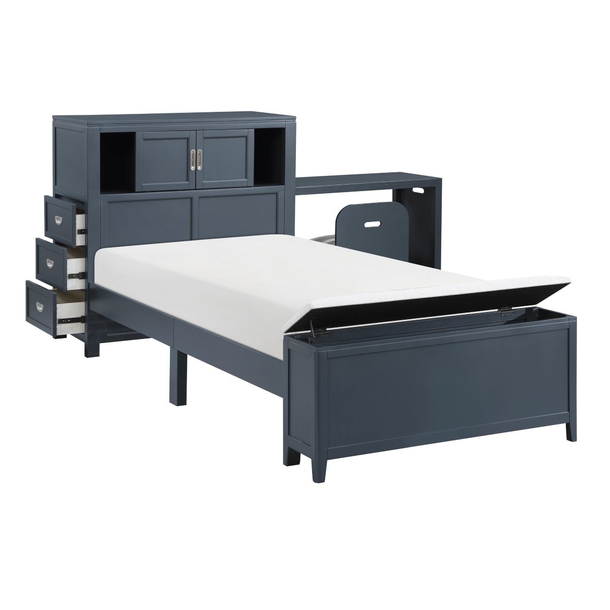 Sloane - Bookcase Bed With Hidden Desk, Stool And Storage Bench