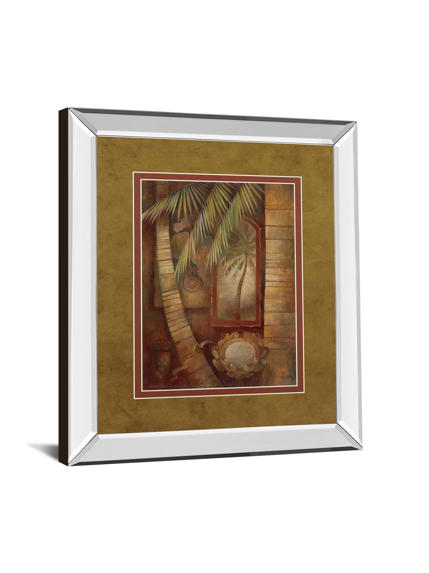 Global Winds Il By Eliane Volherbst-Lane - Mirror Framed Print Wall Art - Light Brown