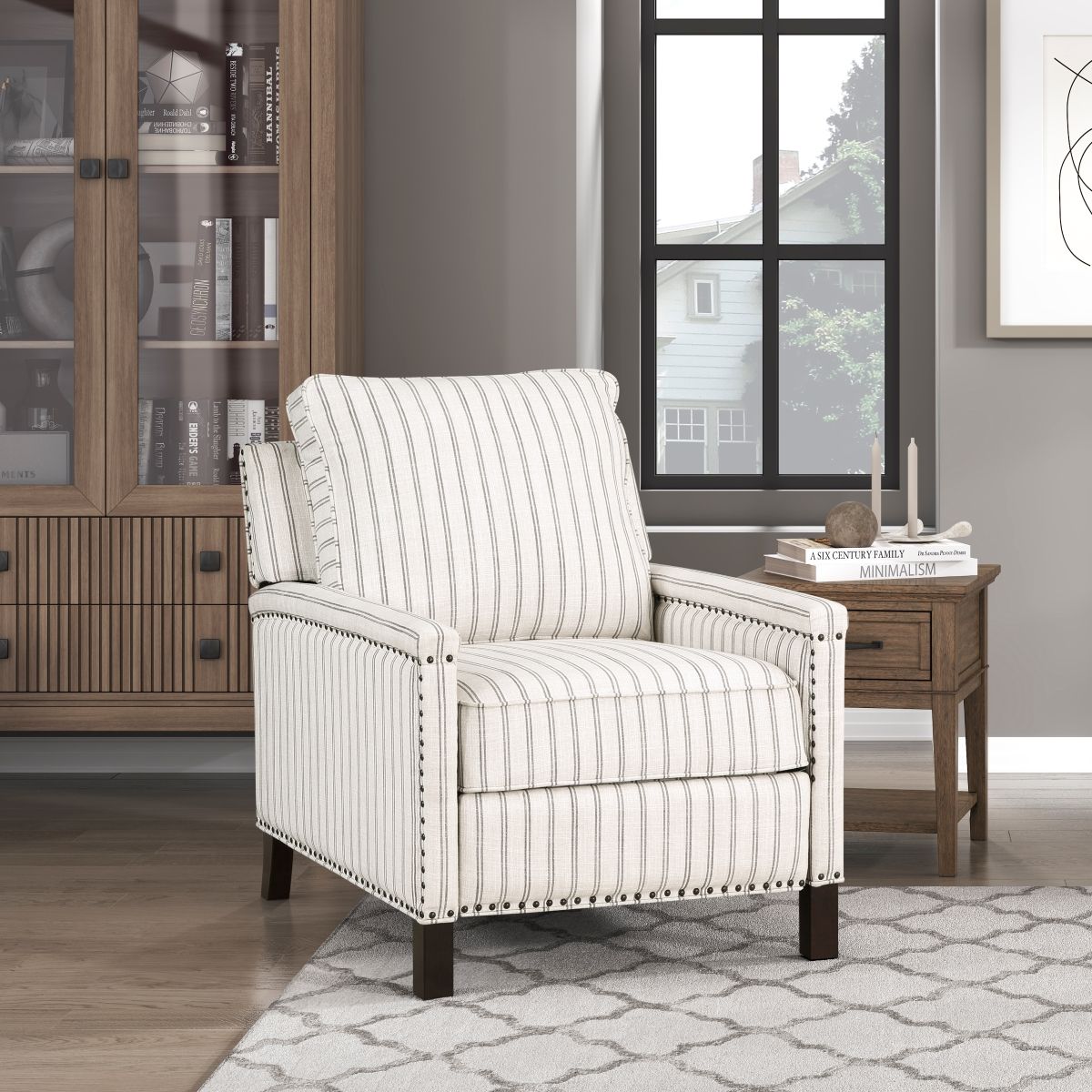 Landrum - Push Back Reclining Chair - White / Gray