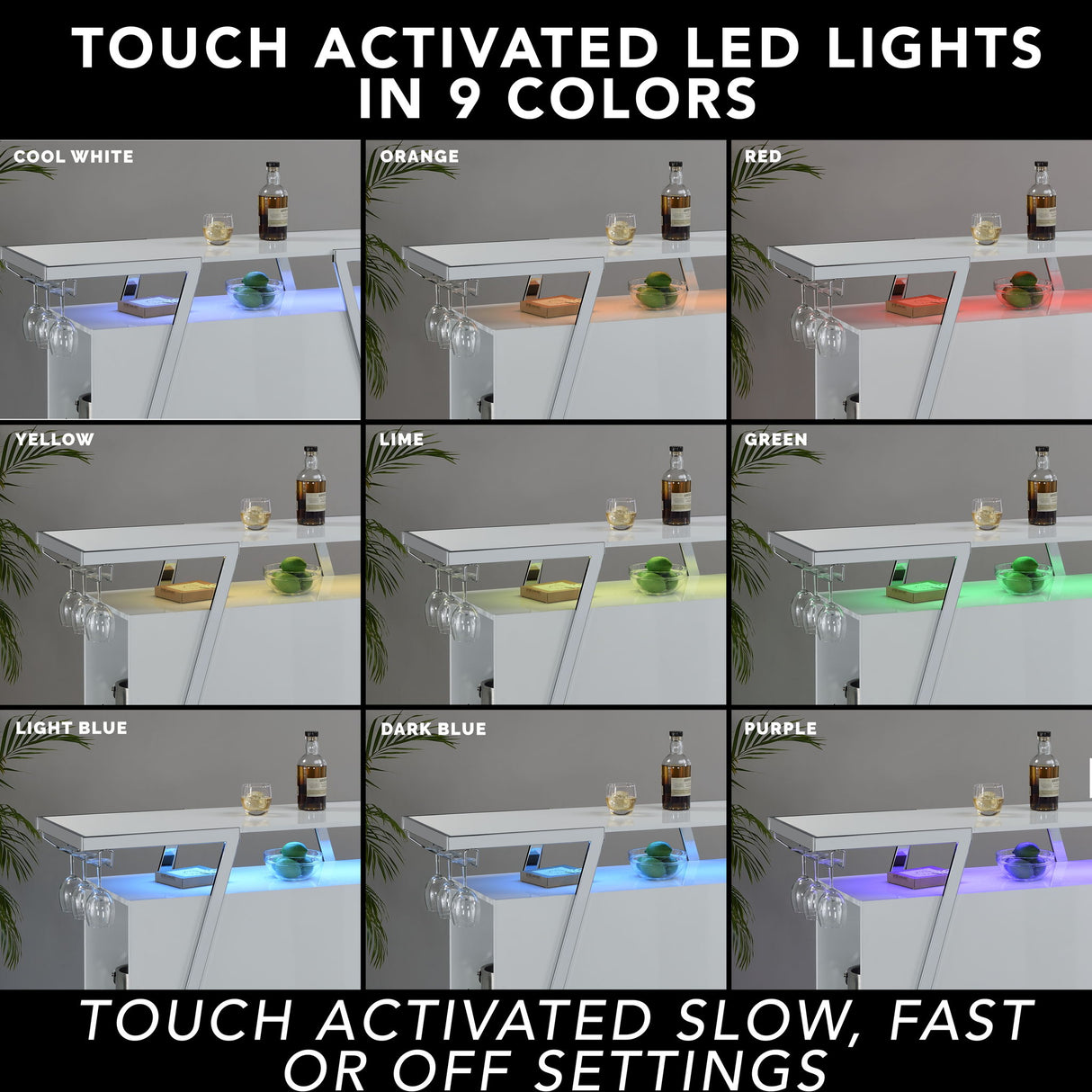 Zena - Bar With LED Lights - White