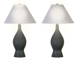 "Cerulean Elegance" Ceramic Table Lamp (Set of 2) - Blue Gray