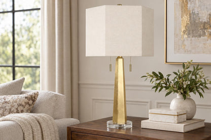 Gilded Spire - 28 X 14 - Resin Table Lamp (Set of 2) - Gold Leaf, Clear Crystal