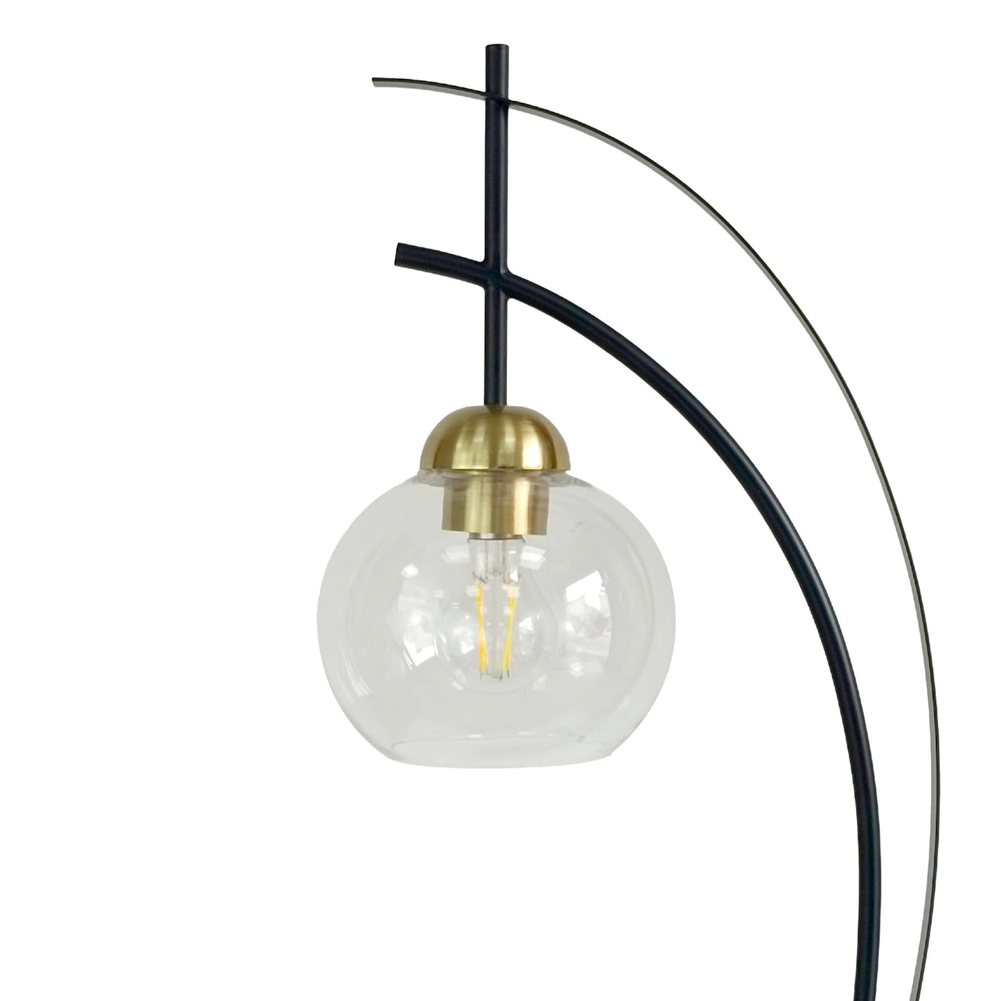 "Eclipse Aura" Metal Table Lamp With Glass Globe (Set of 2) - Matte Black / Gold / Clear Glass