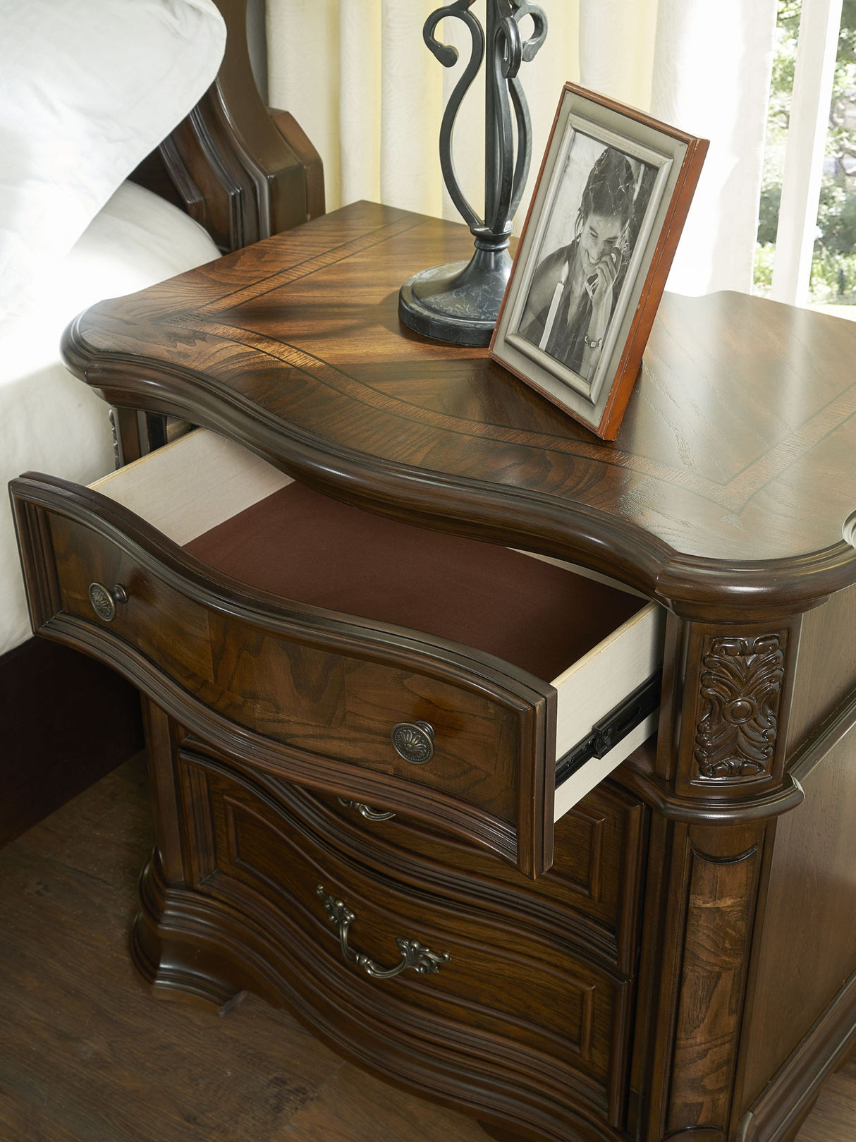 Royale - Nightstand With USB And Power Outlet - Dark Brown