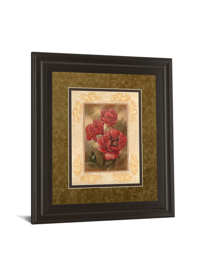 Daphne's Poppies By Vivian Flasch - Framed Print Wall Art - Light Brown