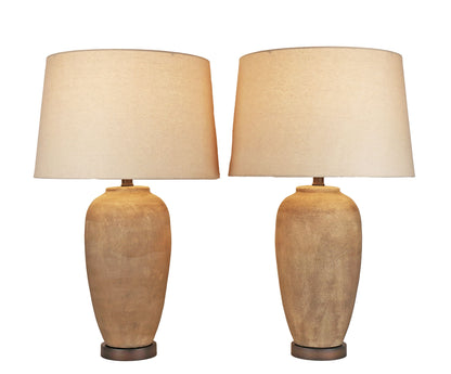 Earthen Elegance Ceramic & Metal Table Lamp (Set of 2) - Earthen / Oil Bronze