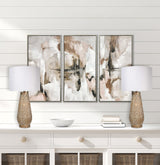 "Celestial Carve" Laser Cut Metal Table Lamp With Night Light (Set of 2) - Distressed White / Distressed Tan