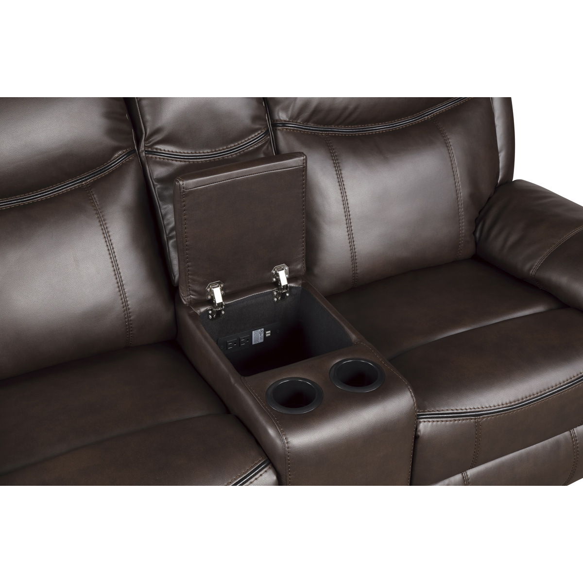 Aram - Double Glider Reclining Loveseat With Center Console, Receptacles And USB Ports