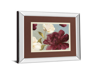 Deep Peonies Il By Asia Jensen - Mirror Framed Print Wall Art - Dark Red