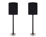 "Obsidian Elegance" Metal Buffet Lamp (Set of 2) - Black / Clear Crystal