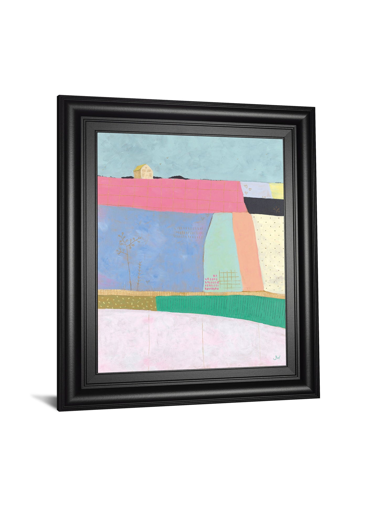 Live Colorfully-Patchwork By Joelle Wehkamp - Framed Print Wall Art - Light Blue
