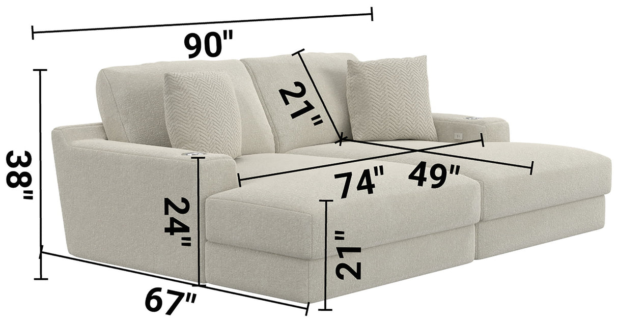Cozy - 2 Piece Double Wide Chaise With USB Charging Ports