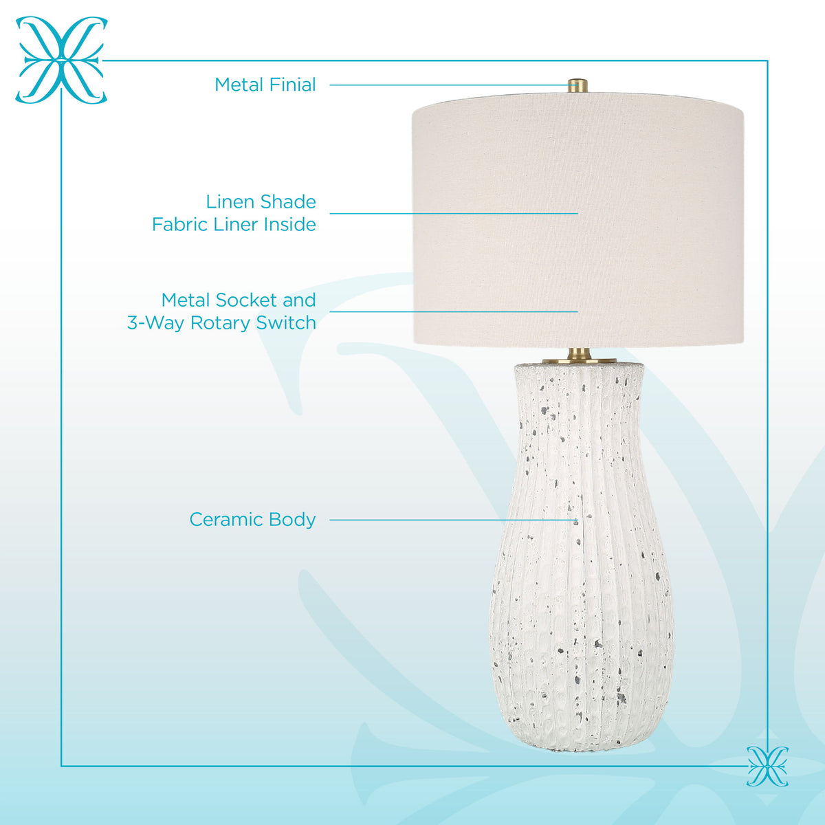 Chalkshore - 31 X 16 - Ceramic Table Lamp - White Speckled Ceramic