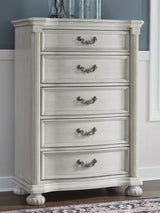 Montelaine - Five Drawer Chest - Antique White