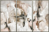 "Ethereal Reflections" Hand-Embellished Canvas Triptych In Frame - Neutral