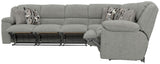Quinn - 3 Piece Reclining Sectional With 4 Reclining Seats, Storage Arms, Storage Console With Lights, And Drop Down Table - Nature