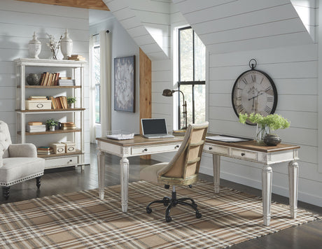 Realyn - Home Office L Shaped Desk - White / Brown